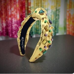 Brianna Cannon Gold Headband with hand sewn crystal NWT